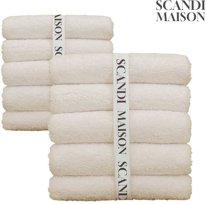 스칸디메종 프리미엄 호텔 타올 200g 40수 코마사 선물용 수건, 10개, No.2 파우더 아이보리