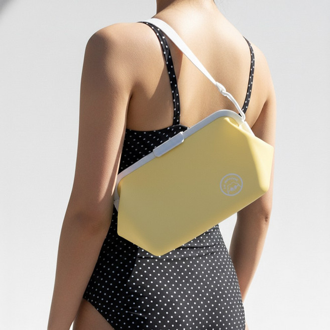 도파밍 빅사이즈 모찌백 네오 수영장 방수 실리콘 파우치 가방, 레몬