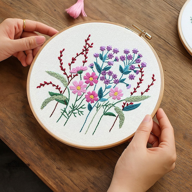 일상플랜 프랑스 자수 DIY 세트, 1개, 고요한 봄빛 정원