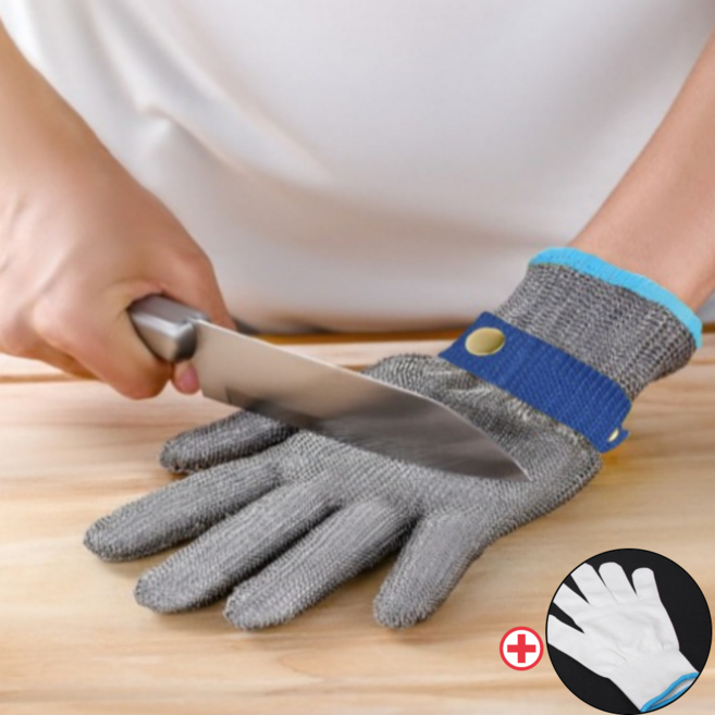 크라우드 철 장갑 쇠그물 사슬 손베임방지 절단방지 자상방지 스테인레스, 그레이, 1개