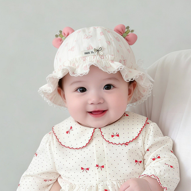 嬰兒帽子春秋薄款遮陽可調節公主漁夫帽女寶寶新生小月齡胎帽夏季