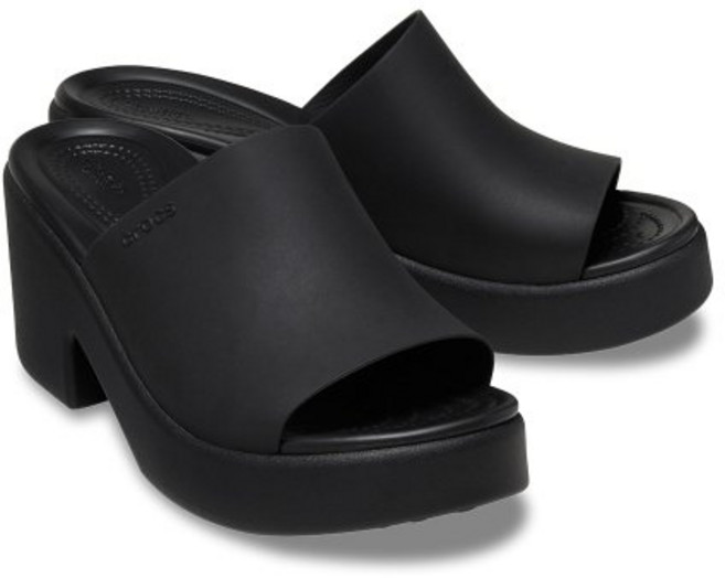 크록스 브루클린 슬라이드 힐 여성 통굽 사무실 실내화 슬리퍼 블랙