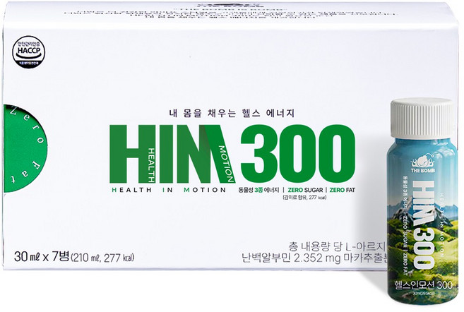 HIM300 테토력 가득 남성 부스터샷 알부민 아르기닌 흑염소 산양유 마카, 7개, 30ml