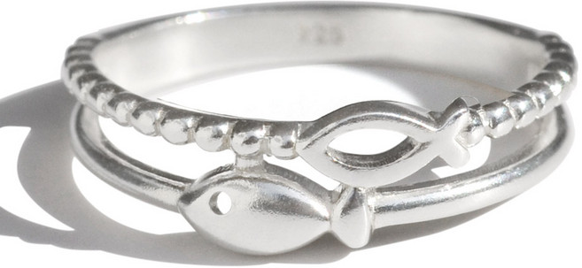 반지소 다올 실버925 행운 두줄 물고기 반지