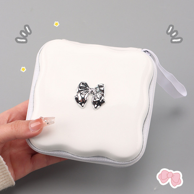 하트 케이블 파우치 여행 디지털 소형 보조 배터리 하드 케이스, 1개, 리본