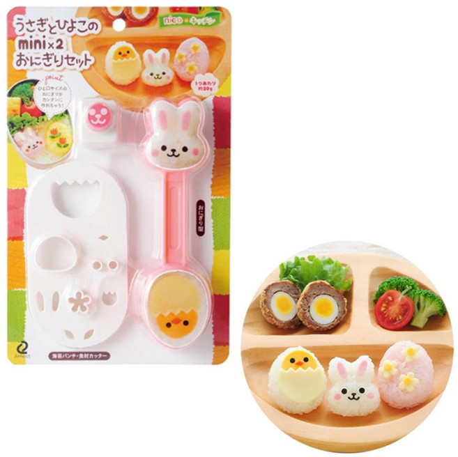 이홈베이킹 미니 주먹밥 틀 펀치 세트, 혼합 색상, 2세트