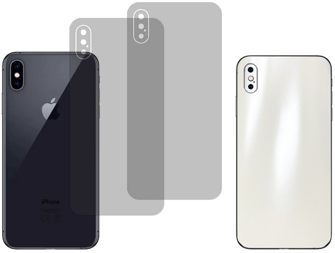 아이폰 호환 후면 지문방지 보호필름 컬러 스킨 스티커 크롬 백커버 진주펄화이트 1+1, 2개