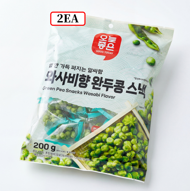 오늘좋은 와사비향 완두콩 스낵, 2개, 200g