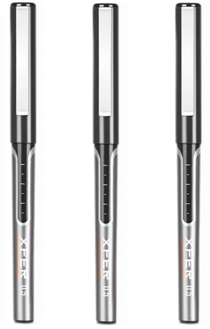 DIY 필기구 젤 잉크 펜 카와이 스트레이트 액체 롤러 볼 0.5mm 대용량 블루/블랙/레드 학교 사무실 문구 용품 3 개/세트, [03] 3PCS Black