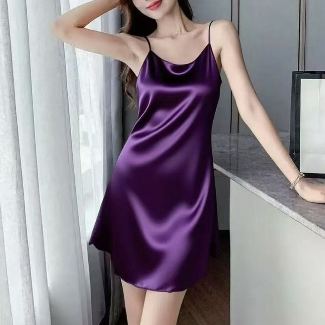 MOSAIRATION 여성 레이온 새틴 슬림핏 홈웨어 패션 캐주얼 나시 잠옷원피스 M01031106