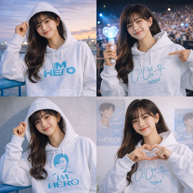굿즈 아임히어로 화이트 기모 후드티 콘서트 소장