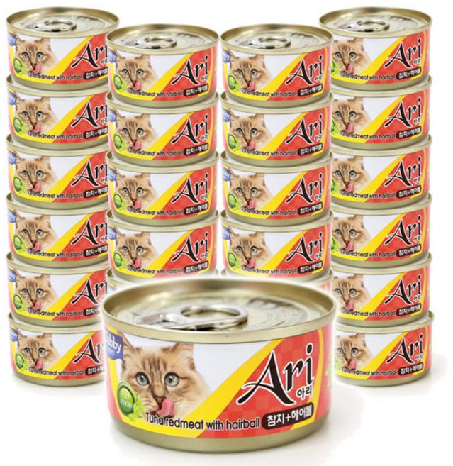 테비토퍼 아리 고양이 간식캔 생선, 참치, 헤어볼, 80g, 48개