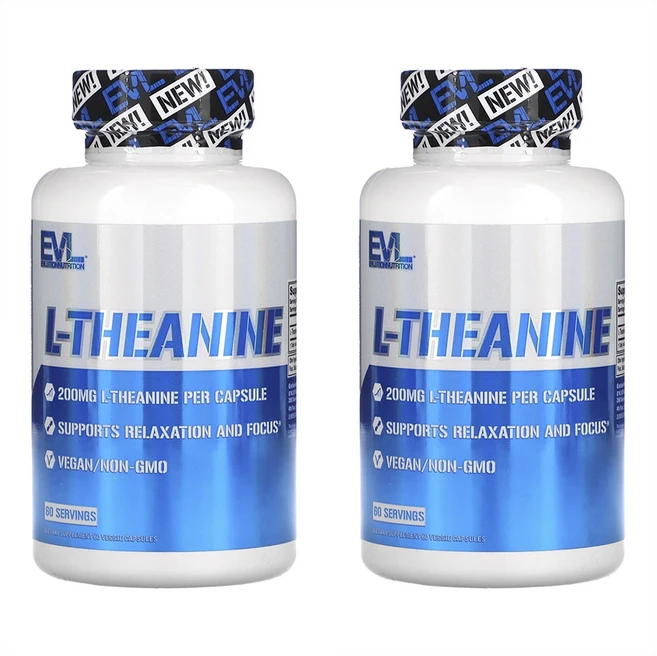 EVLution Nutrition l-테아닌 200mg 베지캡슐 60정, 2개 - 쿠팡