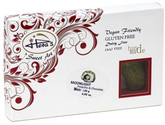 Hera's Sweet Art 터키 디저트 디라이트 문라이트 피스타치오와 초콜릿 헤라스 스위트 아트 4.05 OZ 8개, Hera's Sweet Art 터키 디저트 디라이트 문, 120g