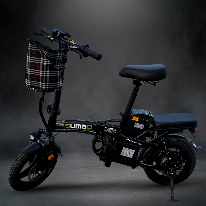 14인치 배달용 출퇴근 전동 미니벨로 SUMAD 전기자전거, 실버모델 블랙, 스틸