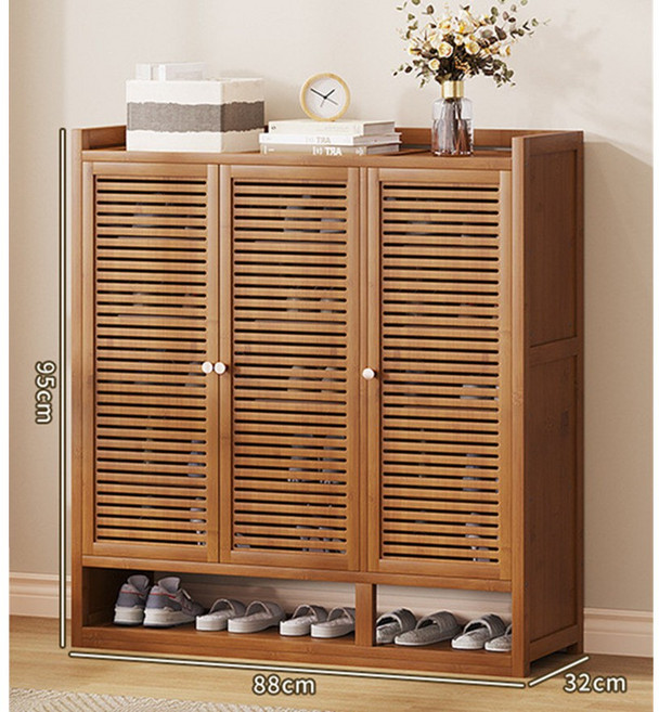 2/3/4문 대용량 신발장 거실 현관 신발장 정리대 신발 수납장 방진 현관캐비닛, 7단, 브라운 (3도어)