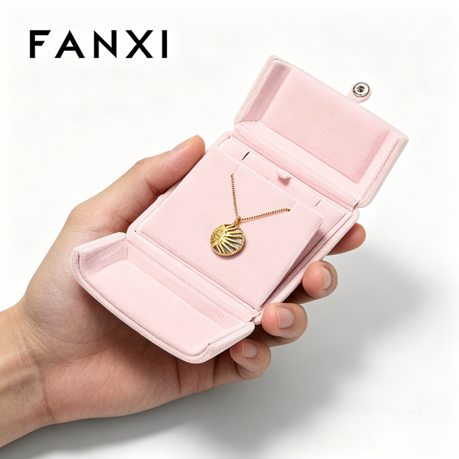 FANXI 벨벳 커플 반지 상자 더블 반지 케이스 귀걸이 목걸이 팔찌 긴 사슬 선물 포장 상자 결혼식 부모님 여자친구 다이아몬드 보석 1세 선물 고급 보관함 프로포즈 백일반지, 1개, H05202펜던트 케이스