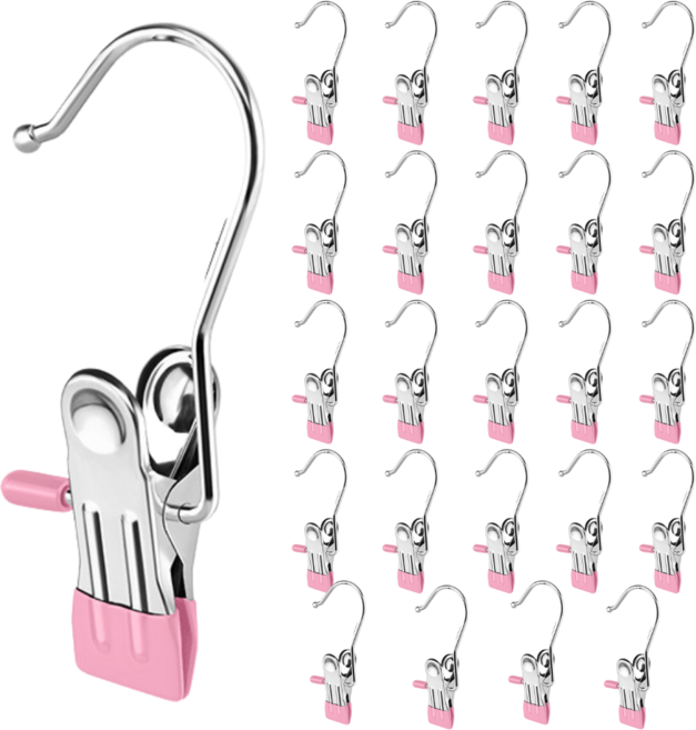 Mirsh 논슬립 코팅 바지걸이 집게, 25개, 핑크