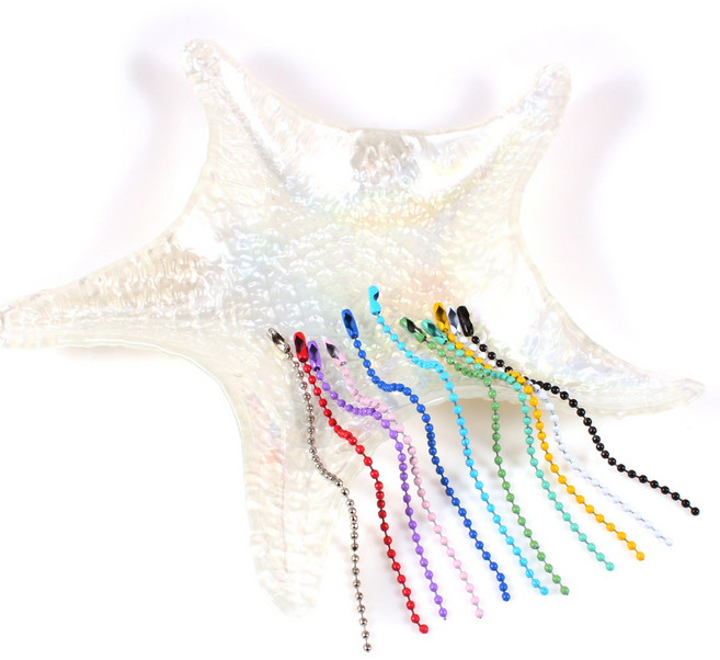 군번줄 컬러 열쇠고리 키링 키홀더 비즈체인 구슬체인 부자재 볼체인, 파랑색, 1개