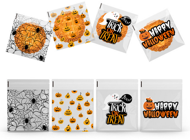 할로윈 사탕포장 선물 사탕봉투 할로윈데이 사탕 간식 단체 포장지, 100개, 투명호박봉투