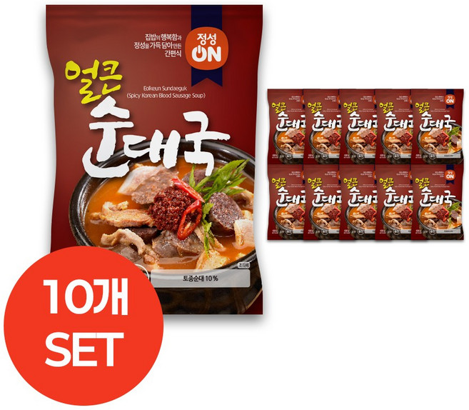 초원식품 정성온 얼큰 순대국 냉동, 10개, 600g