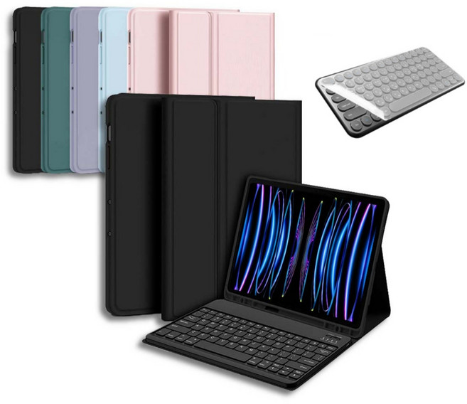 아이패드 프로 12.9인치 3/4/5/6 세대 호환 애플펜슬 수납 블루투스 무선 키보드 케이스 커버 케이스나라 iPad Pro, 블랙