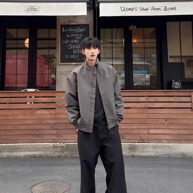 ANYOU 남자 오버핏 자켓 빅사이즈 바람막이 아우터 데일리 편안한 캐주얼 자켓