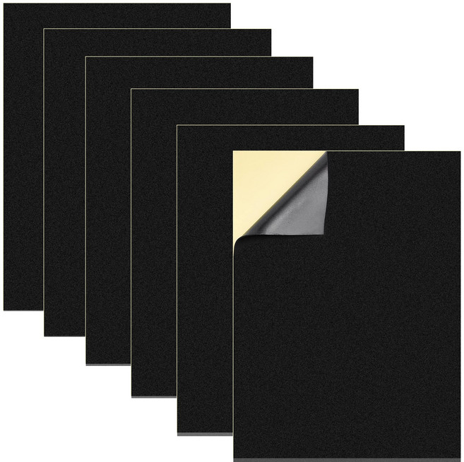 자체 접착 폼 시트 300 * 200mm 자체 접착 폼 시트 두꺼운 폐쇄 셀 폼 네오프렌 시트 자체 접착 폼 접착식 뒷면이있는 EVA 폼 패드 가구용, 6개, 검정