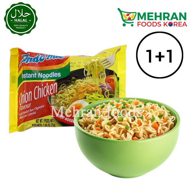 INDOMIE Halal Onion Chicken Flavor Instant Noodles 75g / 양파 치킨 라면, 2개