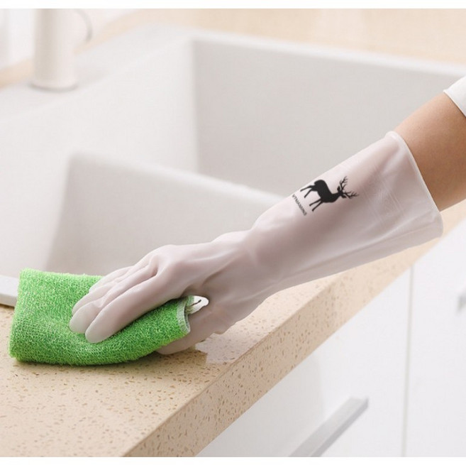 장언니네 니트릴 질긴 튼튼한 설거지 화장실용 반투명 PVC 고무장갑, 10개, 대(L), 화이트(white)