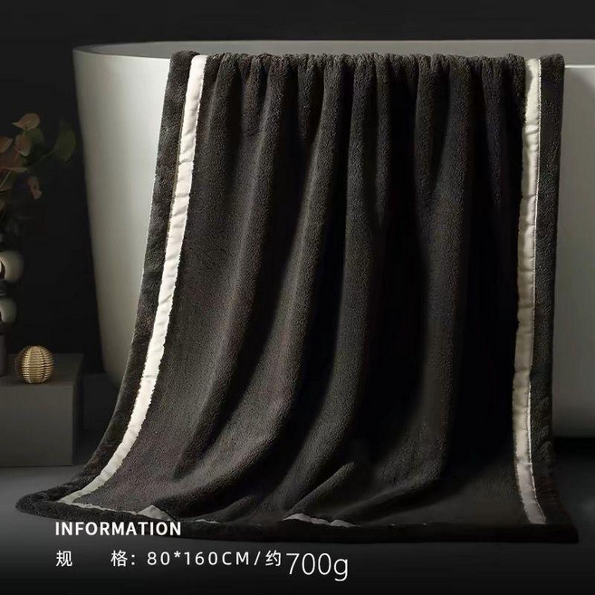 加大加厚浴巾 80*160cm 約700g, 1個, 星係黑