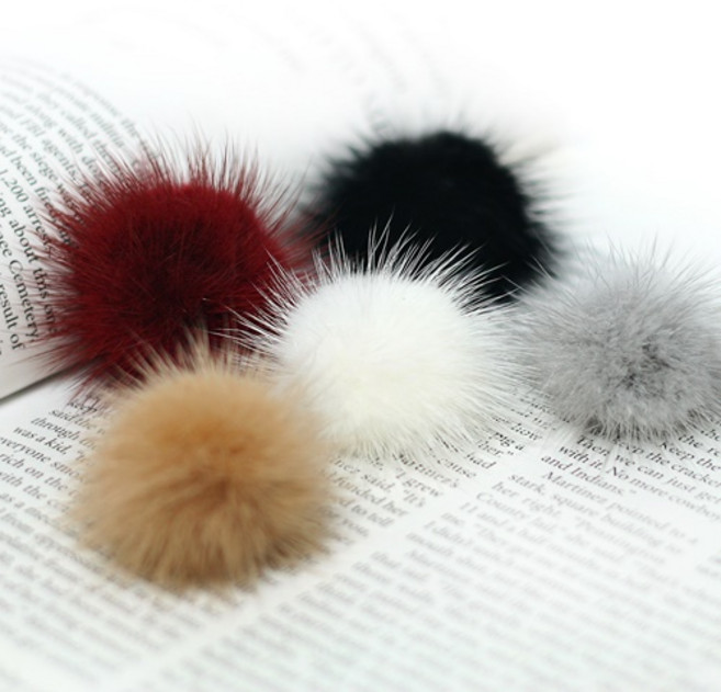 가배리본 35mm밍크 볼장식 털장식 밍크털 코사지장식 악세사리 부자재, 네이비, 1개