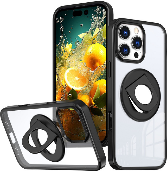 AYOUOK 적용 아이폰16프로투명케이스 반지 펀칭 자기흡착 거치대 HJSJK018IP16