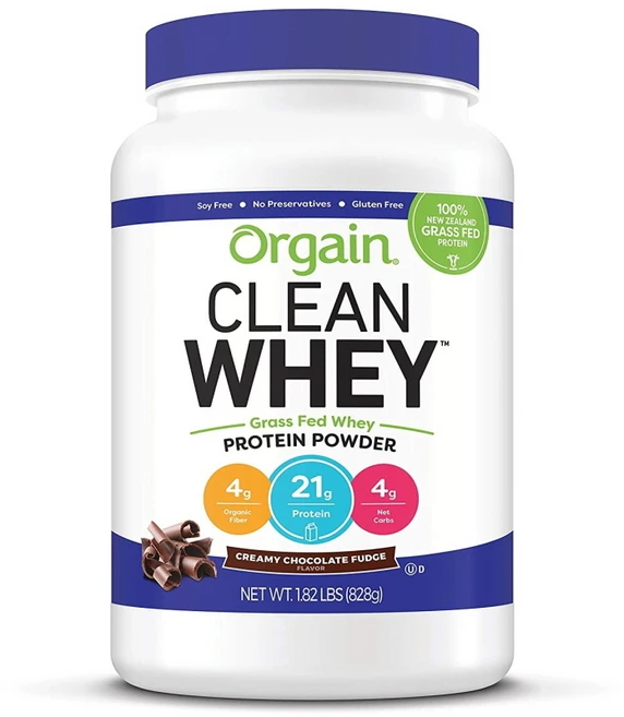Orgain Grass Fed Clean Whey Protein Powder 프로틴 파우더 Creamy Chocolate Fudge 맛 828g, 1개 - 쿠팡