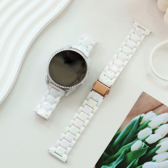 오르몽트 [오로라세트] 갤럭시워치 스트랩 커버 세트 오로라 투명 밴드 시계줄 7 6 5 4 40mm 44mm 프로 45mm, 세트3)다이아(투명)+오로라(화이트)로골버클, 1개