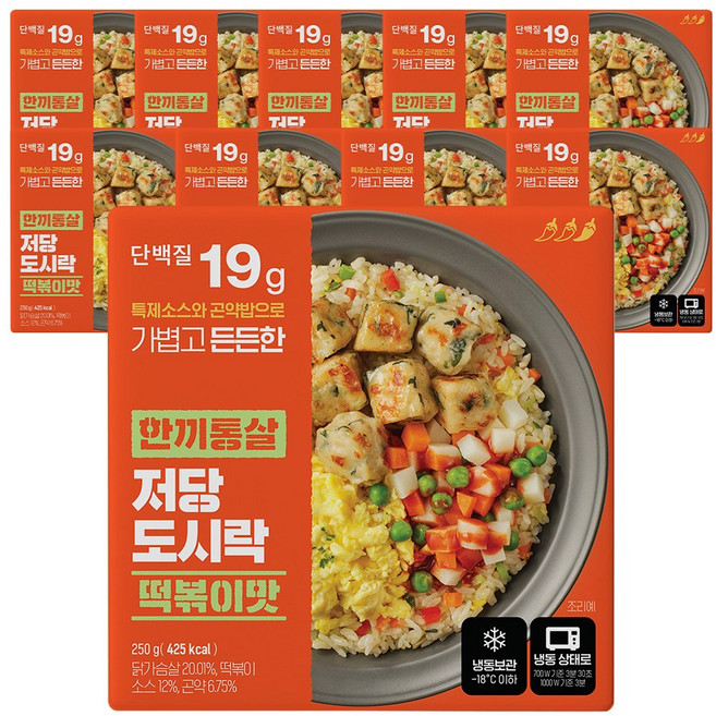 한끼통살 저당도시락 떡볶이맛 10개입, 10개, 250g