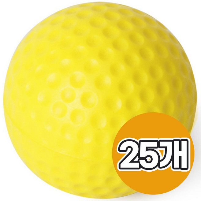 허니비 실내 연습용 스펀지 골프공 고무 골프연습공, 스펀지골프공, 노랑, 25개, 1개입