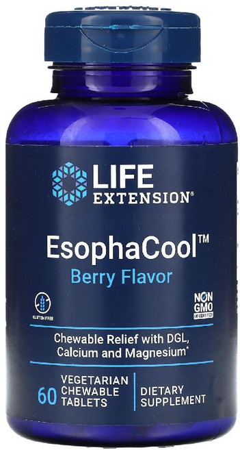 Life Extension EsophaCool Berry Flavor 피크노제놀 60츄정, 1개, 60정