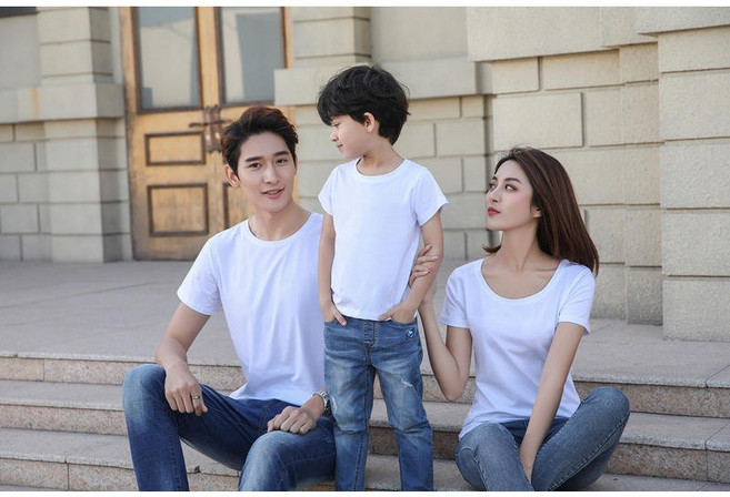 디한스 고급 순면 단색 무지 라운드 반팔 커플티 가족티 단체티