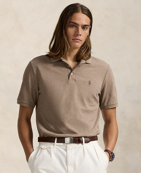 Polo Ralph Lauren 남성용 클래식핏 스트레치 메쉬 폴로 셔츠 - Light Brown 248620