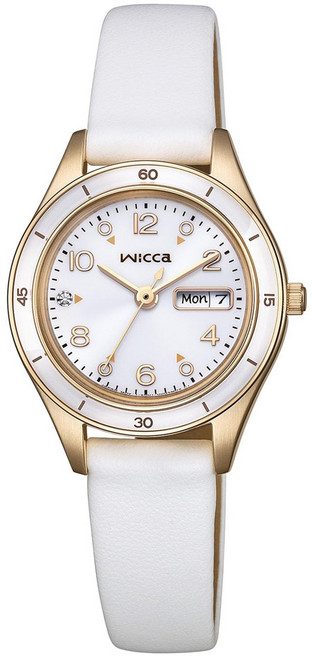CITIZEN CITIZEN Wicca 女款太陽能科技網眼錶帶水晶玻璃防水皮革手錶 KH3-720-10