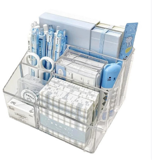 리브온 투명 아크릴 데스크 정리함 펜꽂이 포토카드 수납 오거나이저, 1개, 클리어 컬러