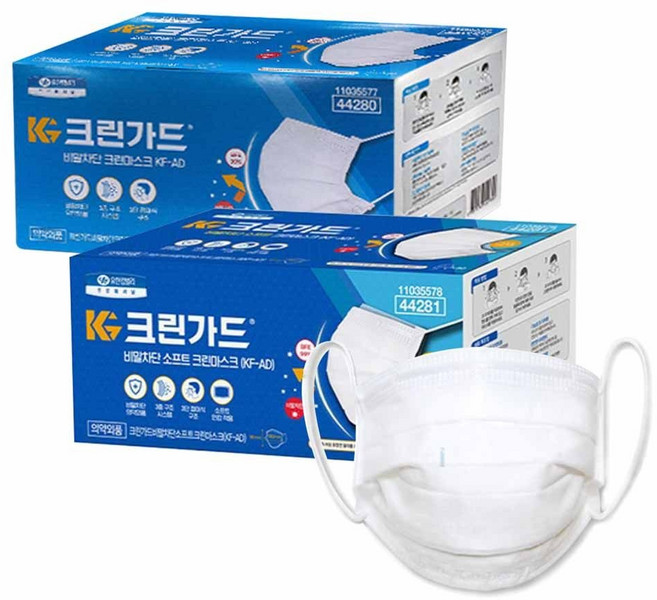 유한킴벌리 비말차단 크린마스크 50매 KF-AD 일회용 생 덴탈 3중필터 D, 소프트 크린마스크, 흰색