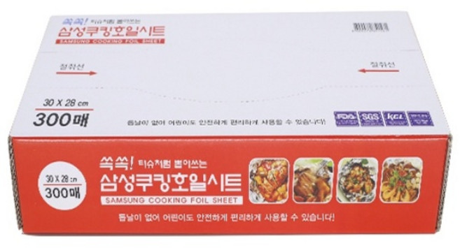 [행운상점] 간편하게 한장씩 뽑아쓰는 삼성쿠킹호일시트(300매), 1개