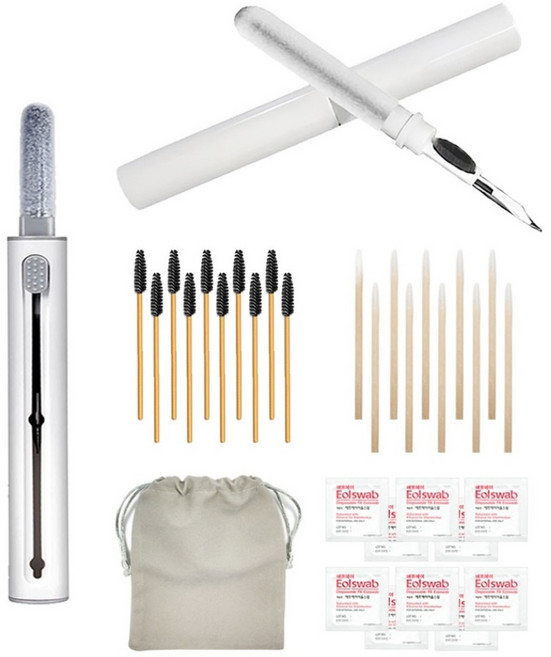 깔끔더하기 다드림 청소 키트 (커버형 스틱+슬라이드형 스틱+면봉 100P+전용브러쉬 10P+파우치+소독 알콜 스왑 10P) 세트, 1개