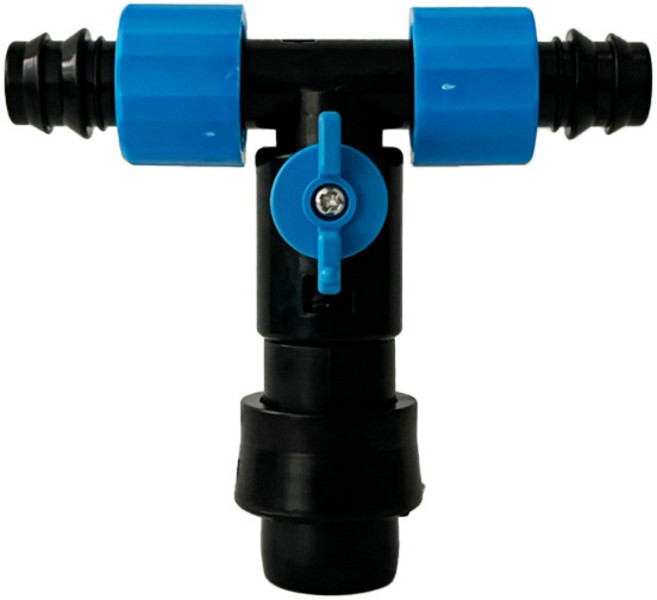 바우팜앤가든 호스분수T밸브 16mm 수도호스 3cm 분수호스 T자 연결구 정원 물호스 비닐하우스 텃밭 주말농장 세차 원예 관수자재 호스연결 부드러운 밸브, 1개