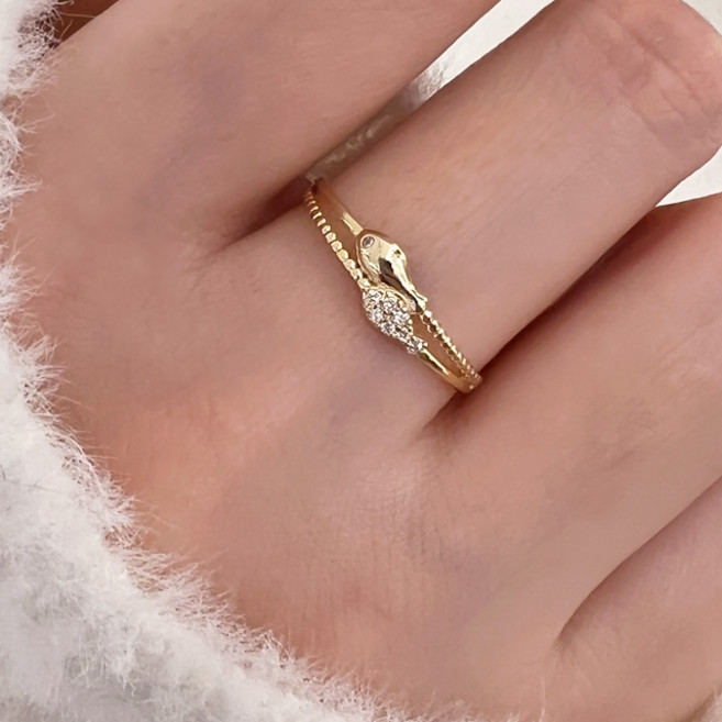 물고기반지 실버925 여성 두줄 큐빅 물고기 행운 재물운 은반지 애끼