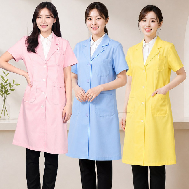 (3color) 100%폴리 약사 의사 반팔영양사가운 여름반팔가운
