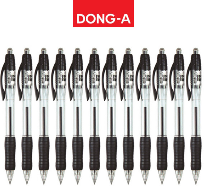 동아 애니볼 501 노크식 볼펜, 12개, 0.7mm-검정