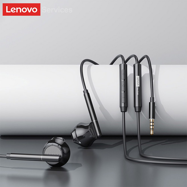 LENOVO YF28 유선 HIFI 제품 타입 노트북 이어폰 컴퓨터 태블릿 인이어 사운드 5MM 폰용 마이크, Black 3.5mm